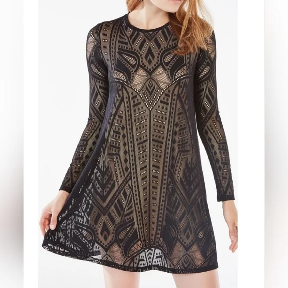 BCBGMaxAzria | Dresses | Bcbgmaxazria Natyly Long Sleeve Lace Lbd Sz Xxs |  Poshmark